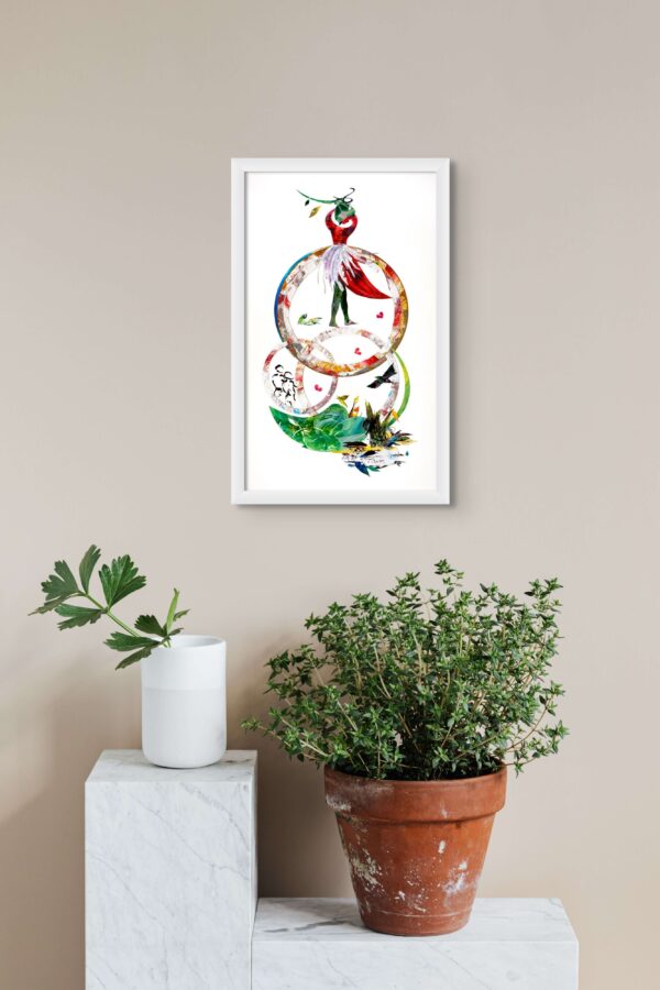 framed painting over plant